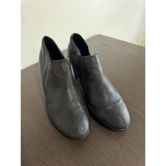 ECCO Danish Shape 55 Plateau Stack Bootie Blue Snakeskin Print 8 Women’s Shoes - Picture 3 of 7